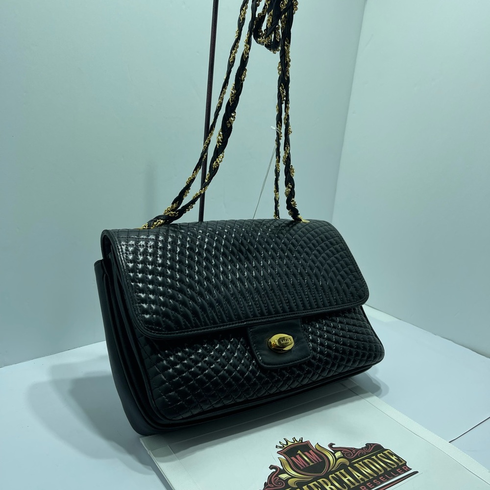 Bally Quilted Leather Shoulder Bag in Black. - Picture 3 of 16